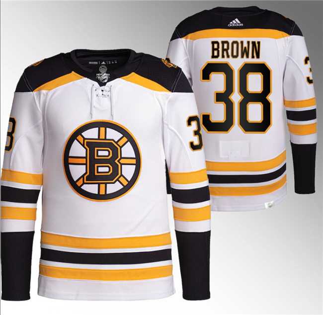 Mens Boston Bruins #38 Patrick Brown White Stitched Jersey->boston bruins->NHL Jersey